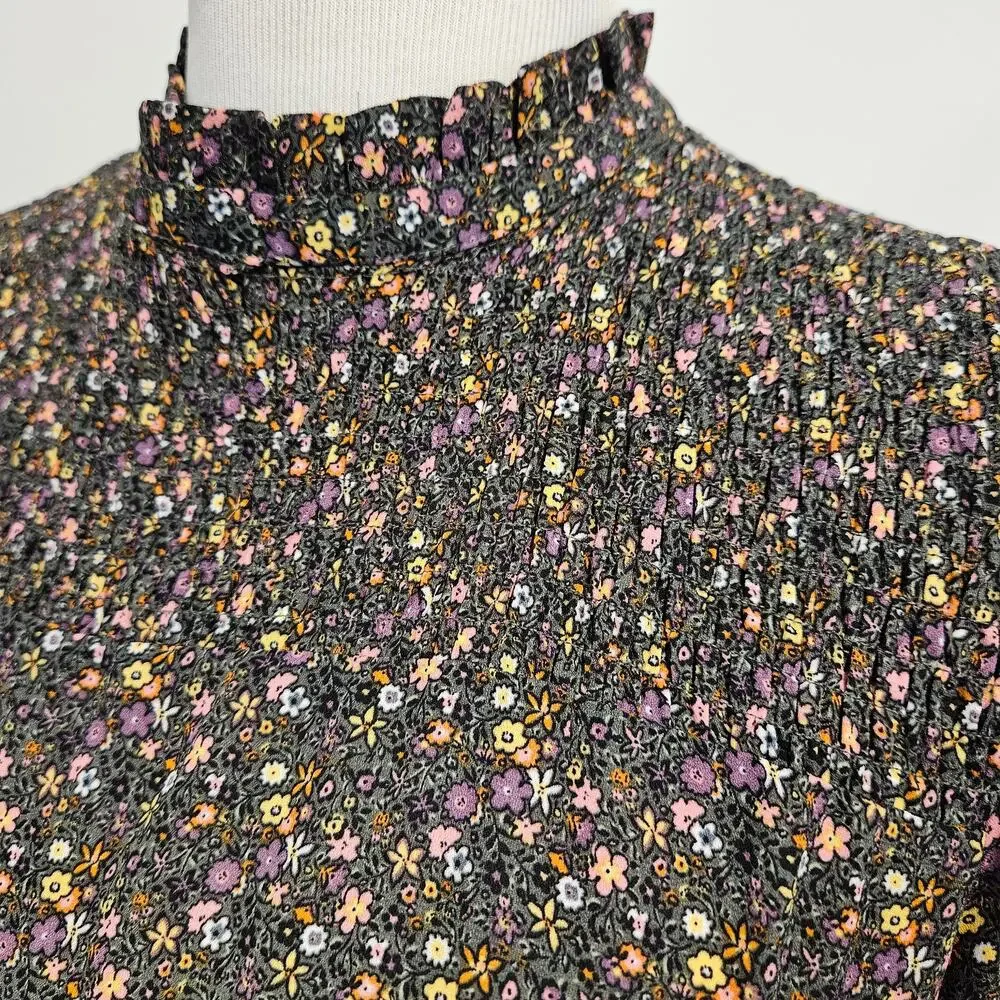 ONLY Jacqueline de Yong Piper Ditsy print floral smock dress long sleeve sz. 8 - Picture 8 of 12